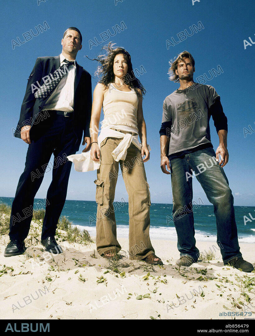 EVANGELINE LILLY, JOSH HOLLOWAY and MATTHEW FOX in LOST, 2004. Copyright ABC.
