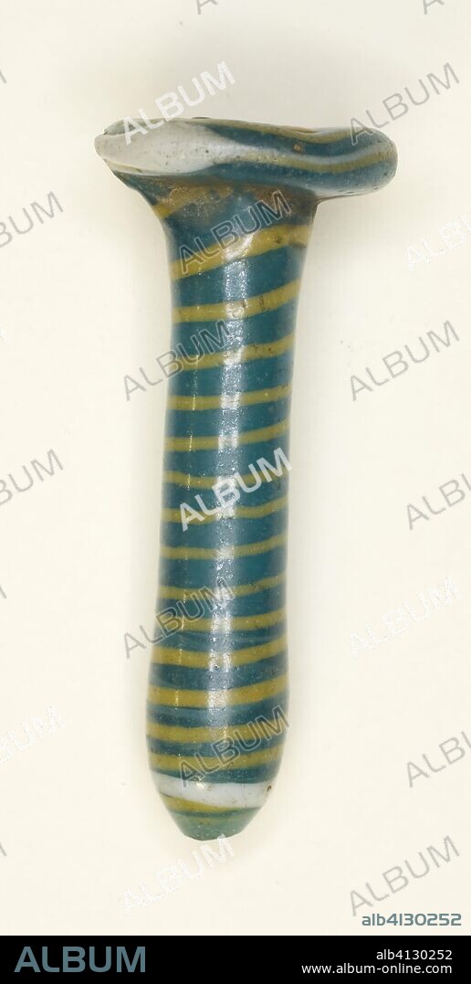 ANCIENT EGYPTIAN. Ear Stud or Bead. Egyptian. Date: 1350 BC-1186 BC. Dimensions: H. 3.2 cm (1 1/4 in.); diam. 1.3 cm (1/2 in.). Glass, rod-formed. Origin: Egypt.