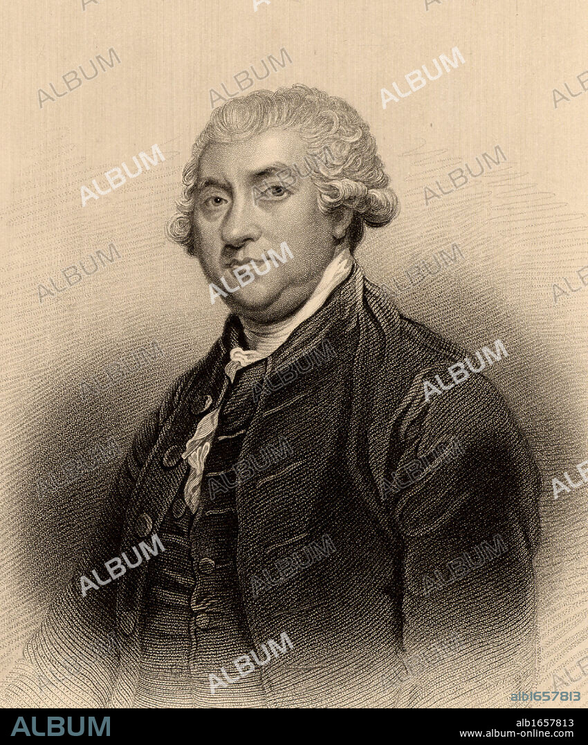 James Boswell (1740-1795) Scottish diarist, man-of-letters and biographer of Dr Samuel Johnson (1709-1784).  Engraving after the portrait by Joshua Reynolds from  A Biographical Dictionary of Eminent Scotsmen by Thomas Thomson (1870).