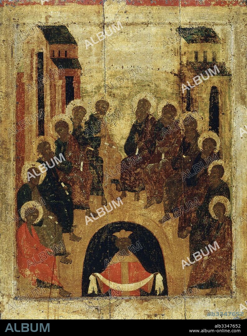 RUSSIAN ICON. The Descent of the Holy Spirit on the Apostles.
