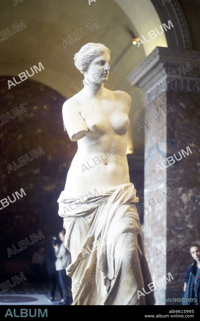 ALEXANDROS OF ANTIOCH. Venus de Milo. this Parian marble statue of Aphrodite, the Greek goddess of love was discovered in 1820 on the island of Melos in the Aegean. The statue was christened the Venus de Milo by the French, Venus being the equivalent of Aphrodite in the Roman pantheon. Today it is housed in the Louvre, Paris.