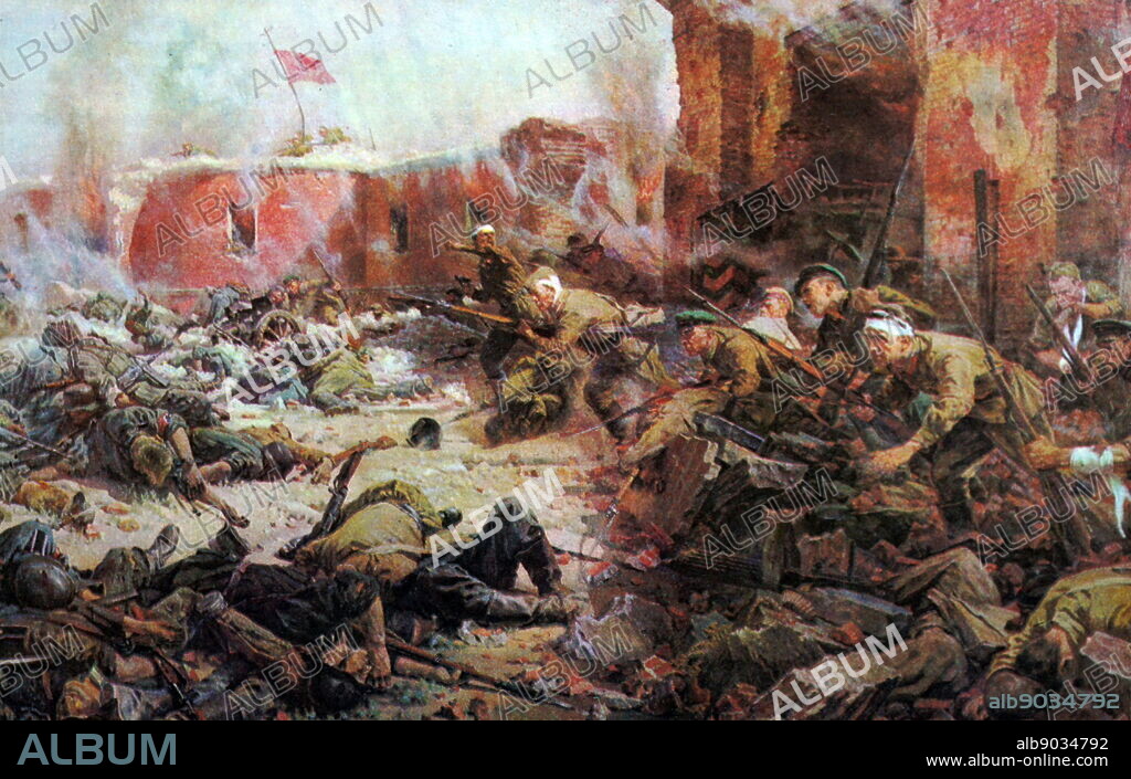 P.A. Krivonogov. Defenders of Brest Fortress. 1954. The defense of Brest Fortress was the first major battle of Operation Barbarossa, the Axis invasion of the Soviet Union launched on 22 June 1941, lasting from 22 to 29 June. The defenders had received no warning of the attack, and the German Heer (army) expected to take Brest on the first day using only infantry and artillery. The defense of the fortress by the Red Army lasted for several days; the defenders lost many men killed and captured and German ground forces took the fortress only after two bombardments by the Luftwaffe.