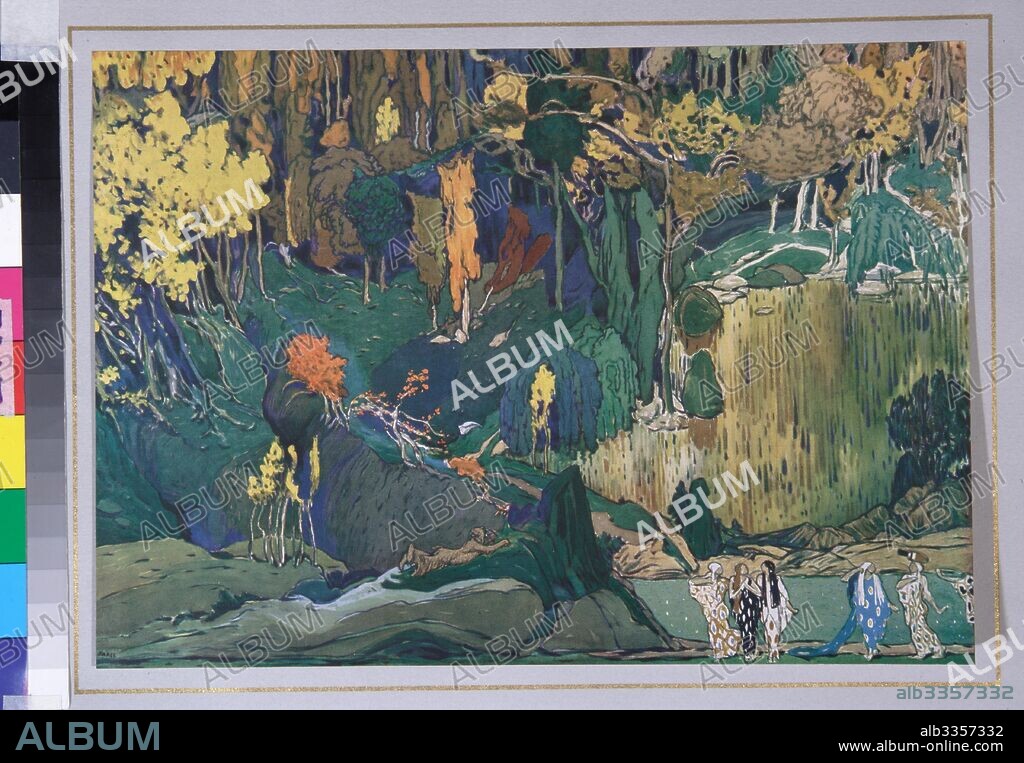 LEON BAKST. Stage design for the ballet The Afternoon of a Faun by C. Debussy.