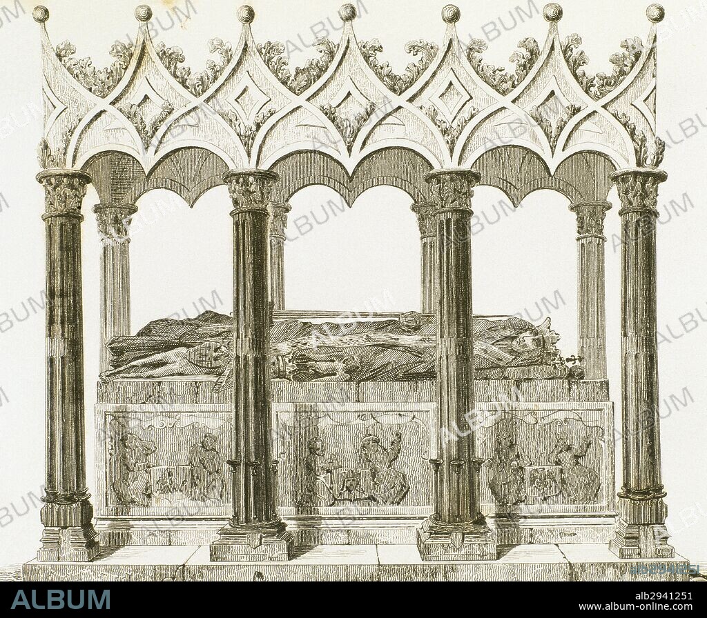 Wladyslaw II Jagiello (ca.1362-1434). King of Poland. Monument. Engraving, 19th century.