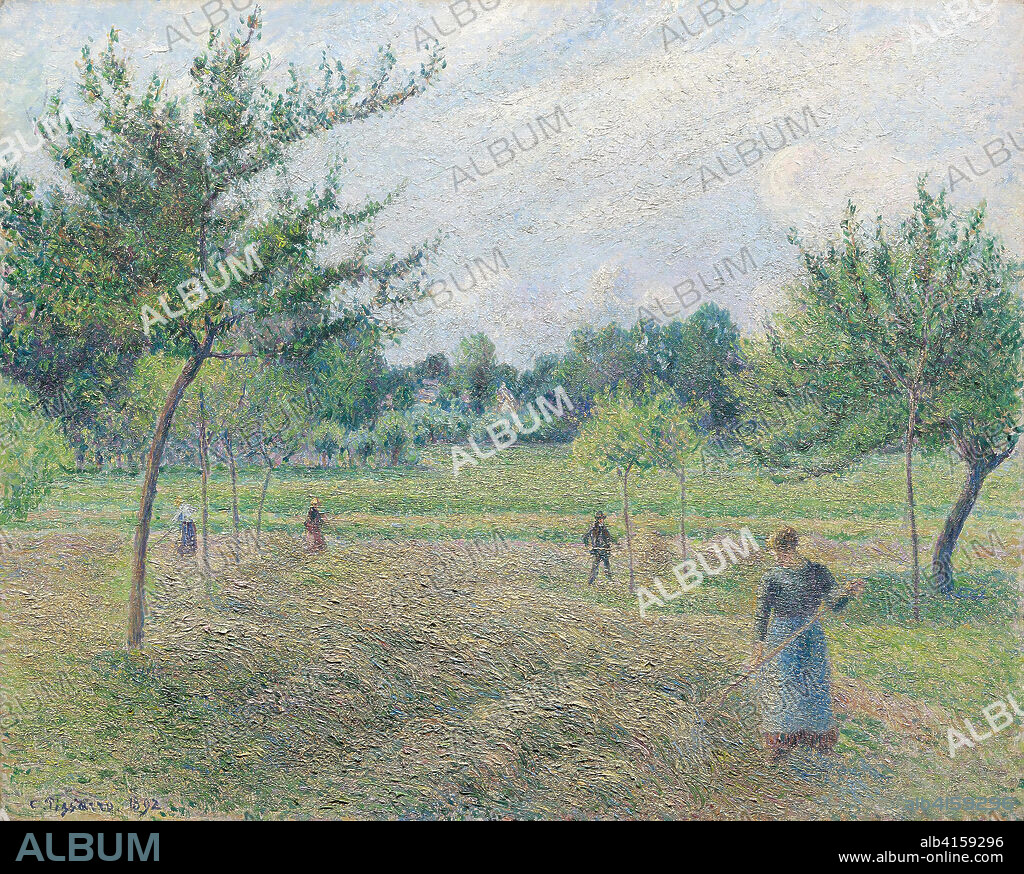 Haymaking at Éragny. Camille Pissarro; French, 1830-1903. Date: 1892. Dimensions: 65.5 × 81.3 cm (25 3/4 × 32 in.). Oil on canvas. Origin: France.