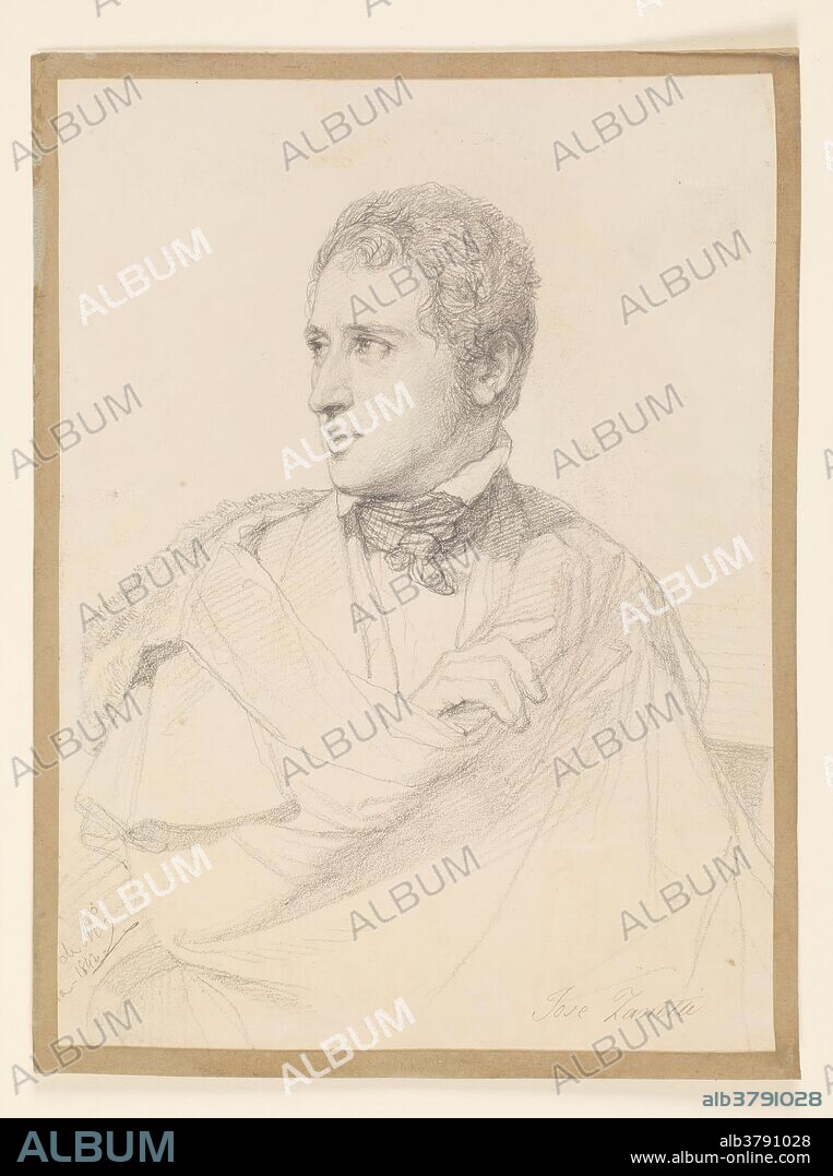Federico de Madrazo y Kuntz / 'The Painter and Engraver José Zanetti'. 1842. Pencil on dark yellow paper.