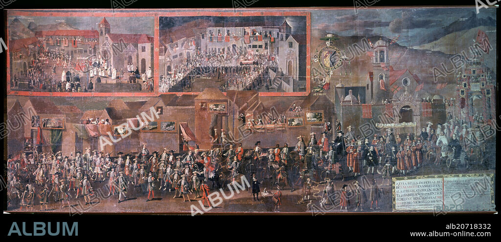 MELCHOR PEREZ HOLGUIN (1660-1722). ENTRADA DEL VIRREY ARZOBISPO MORCILLO EN POTOSI HOY BOLIVIA - 1716.