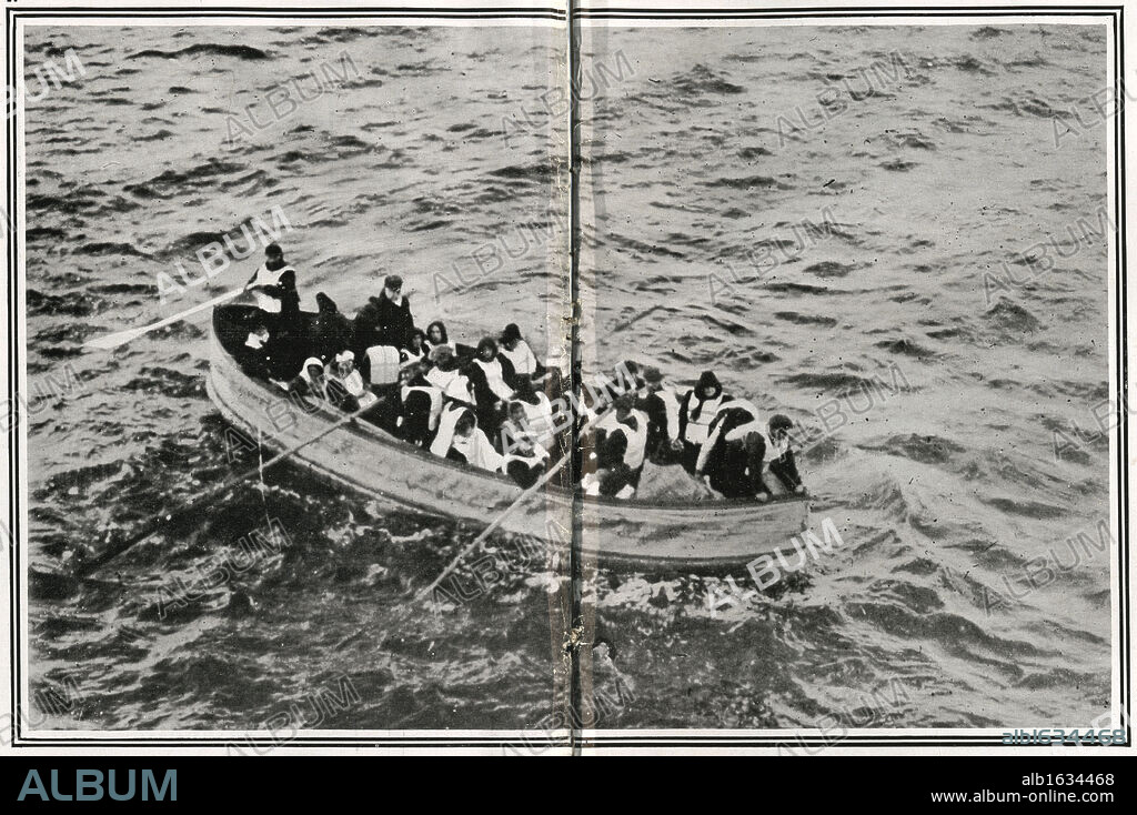 Titanic Survivors. How the Titanic Survivors Were Picked up by the Carpathia. Photograph taken by Mr J W Barker of one of Titanic's collaspible boats containing about 30 people, approaching the Carpathia. Carpathia was sailing from New York City to Rijeka on the night of Sunday, 14 April 1912. The captain, Arthur Henry Rostron, was asleep in his cabin when wireless operator Harold Cottam burst in and told him of Titanic's distress signal. Captain Rostron immediately set course to the liner's last known position, over 60 miles away. At 4 o'clock in the morning Carpathia arrived at the scene after working her way through dangerous ice fields and was able to save 705 people. Titanic was built by Harland & Wolff in Belfast Ireland during 1910 - 1911 and sank on April 15th, 1912 after striking an iceberg off the coast of New Foundland during her maiden voyage from Southampton, England to New York, USA, with the loss of 1,522 passengers and crew. (Photo by Titanic Images/Universal Images Group).