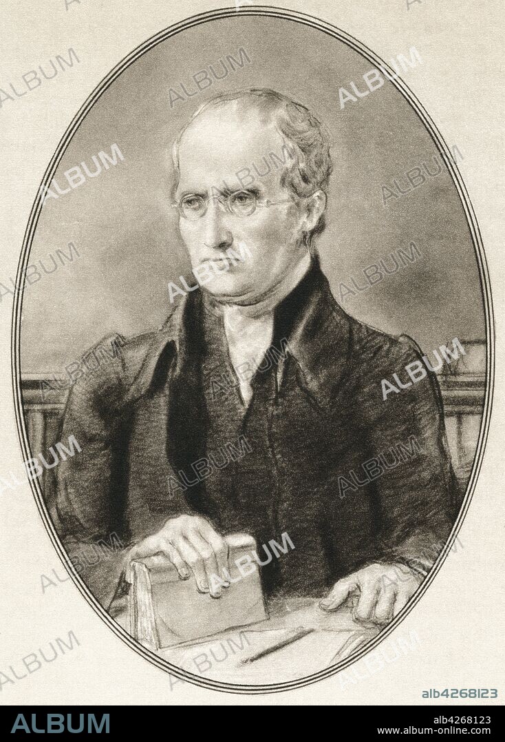John Dalton,  1766 – 1844 English chemist,  physicist,  and meteorologist Illustration by Gordon Ross,  American artist and illustrator 1873-1946,  from Living Biographies of Famous Men.
