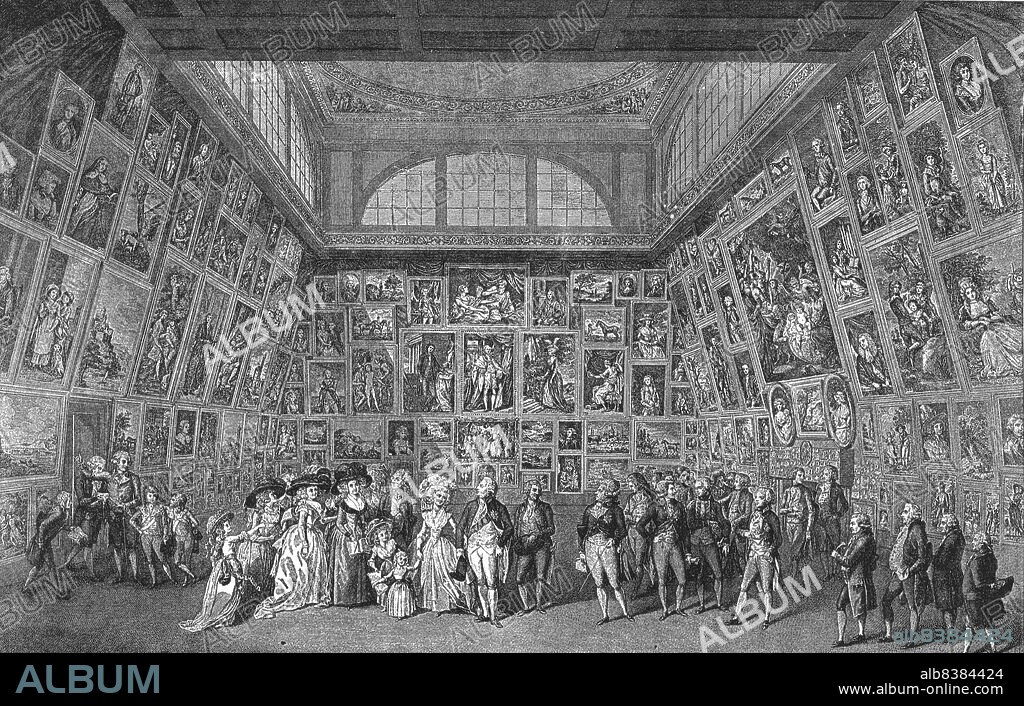 George III. and the Royal Family at the private view of the Royal Academy Exhibition, 1788', 1886. From "The Graphic. An Illustrated Weekly Newspaper Volume 33. January to June, 1886".