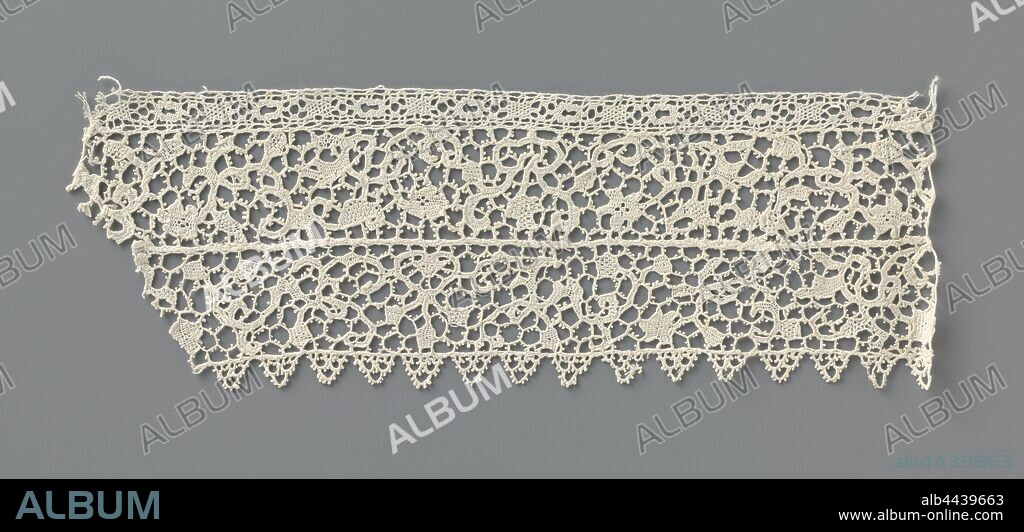 Doubled strip of needle lace with heart-shaped ribs, Strip of
