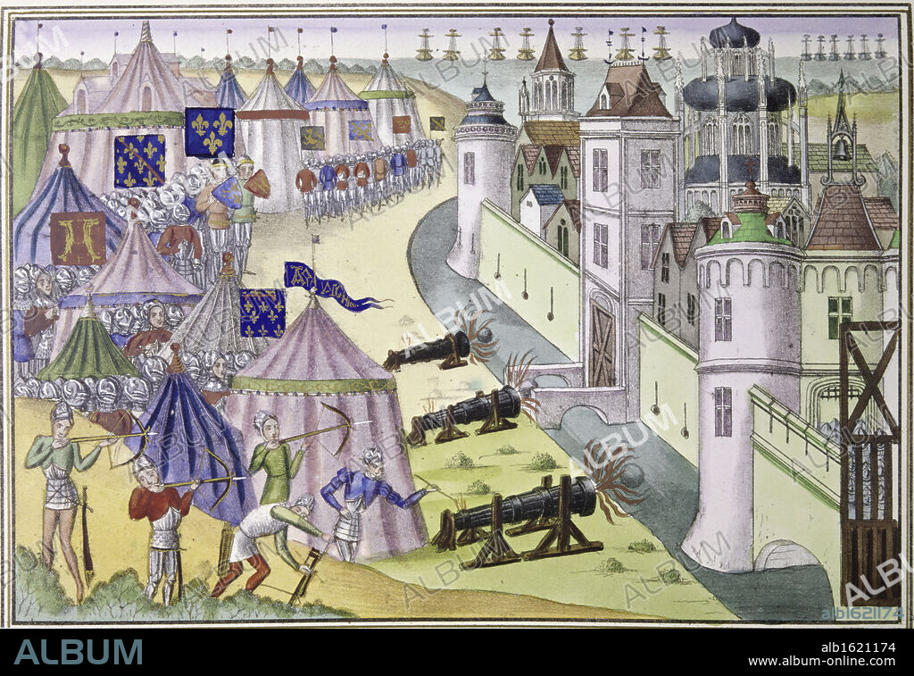 Assault Upon a Saracen City  1380  Jean Froissart (ca.1337-ca.1410 French)  Manuscript.