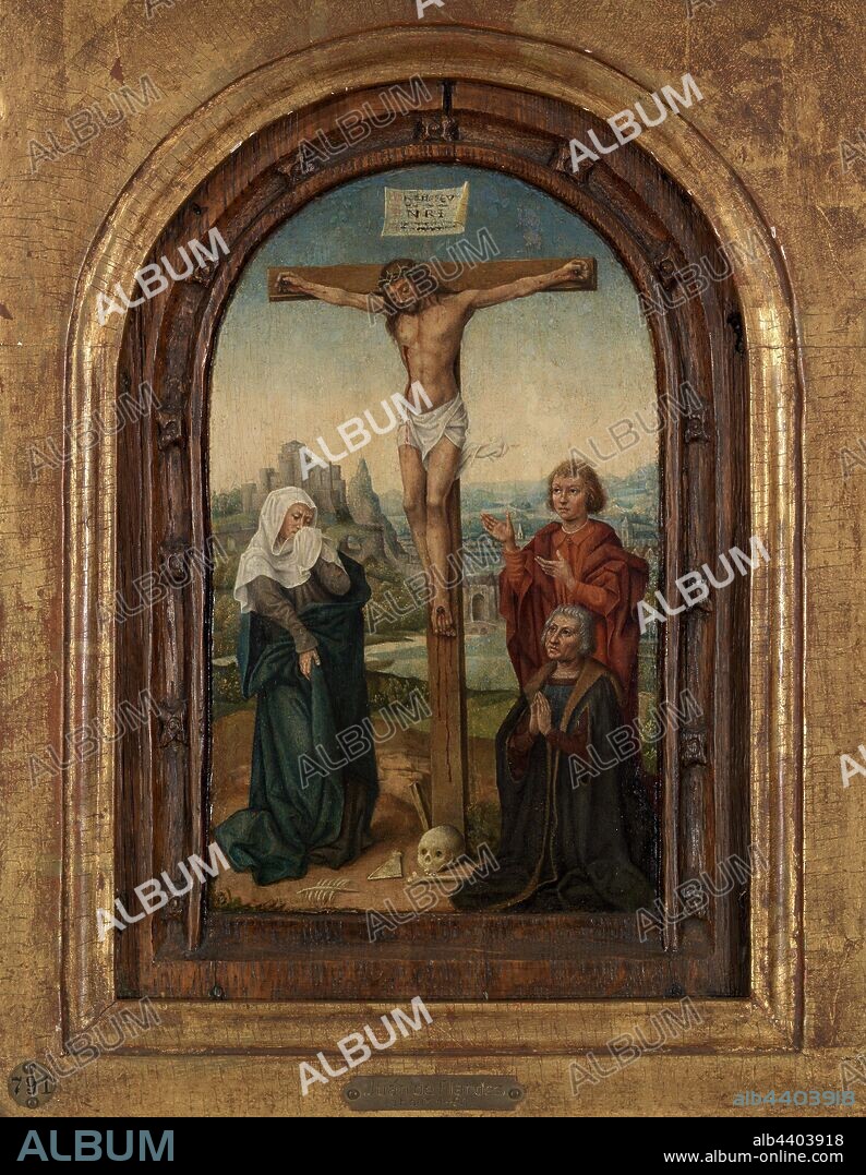 Juan de Flandes: Crucifixion, Juan de Flandes, c. 1490, Oil on panel, Overall: 10 13/16 x 7 1/2 in. (27.5 x 19.1 cm).