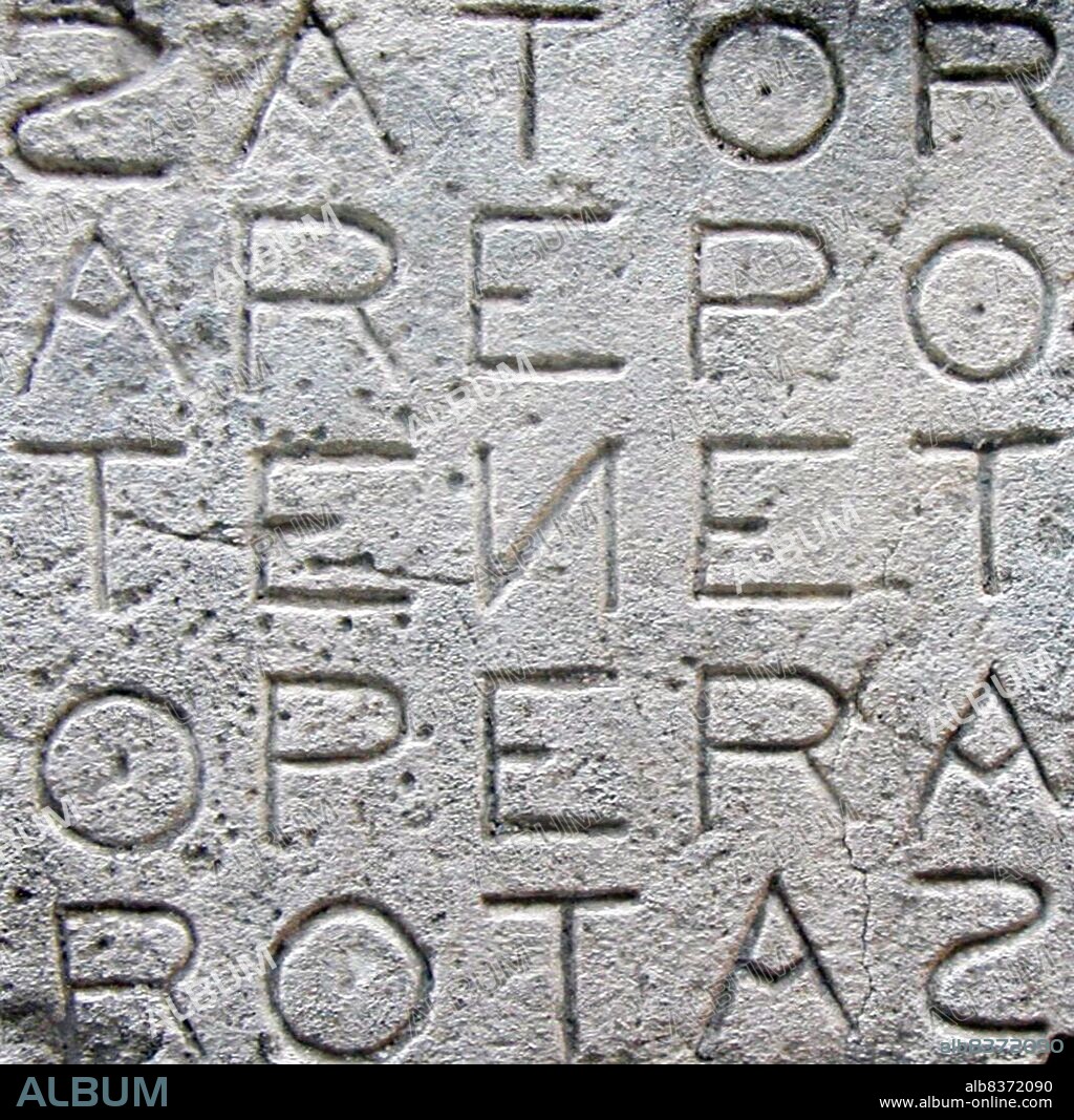 The Rotas Square (or Sator Square) is a word square containing a Latin palindrome. By repositioning the letters around the central letter , a Greek cross can be made that reads Pater Noster (Latin for 'Our Father', the first two words of the Lord's Prayer) both vertically and horizontally. The remaining letters two each of A and O can be taken to represent the concept of Alpha and Omega, a reference in Christianity to the omnipresence of God.<br/><br/>. The square was likely used as a covert symbol for early Christians to express their presence to each other.