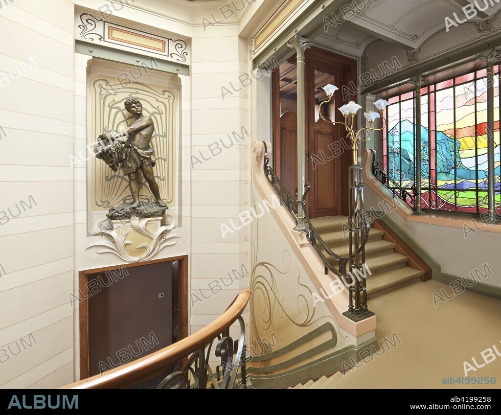 The Hotel Tassel, 6, Rue Paul-Emile Jansonstraat, Brussels, Belgium, 2015. The Hotel Tassel is a town house built in 1893-94 by Victor Horta for the Belgian scientist and professor Emile Tassel. It is generally considered as the first true Art Nouveau building, because of its highly innovative plan and its groundbreaking use of materials and decoration. It was designated as a UNESCO World Heritage Site in 2000.