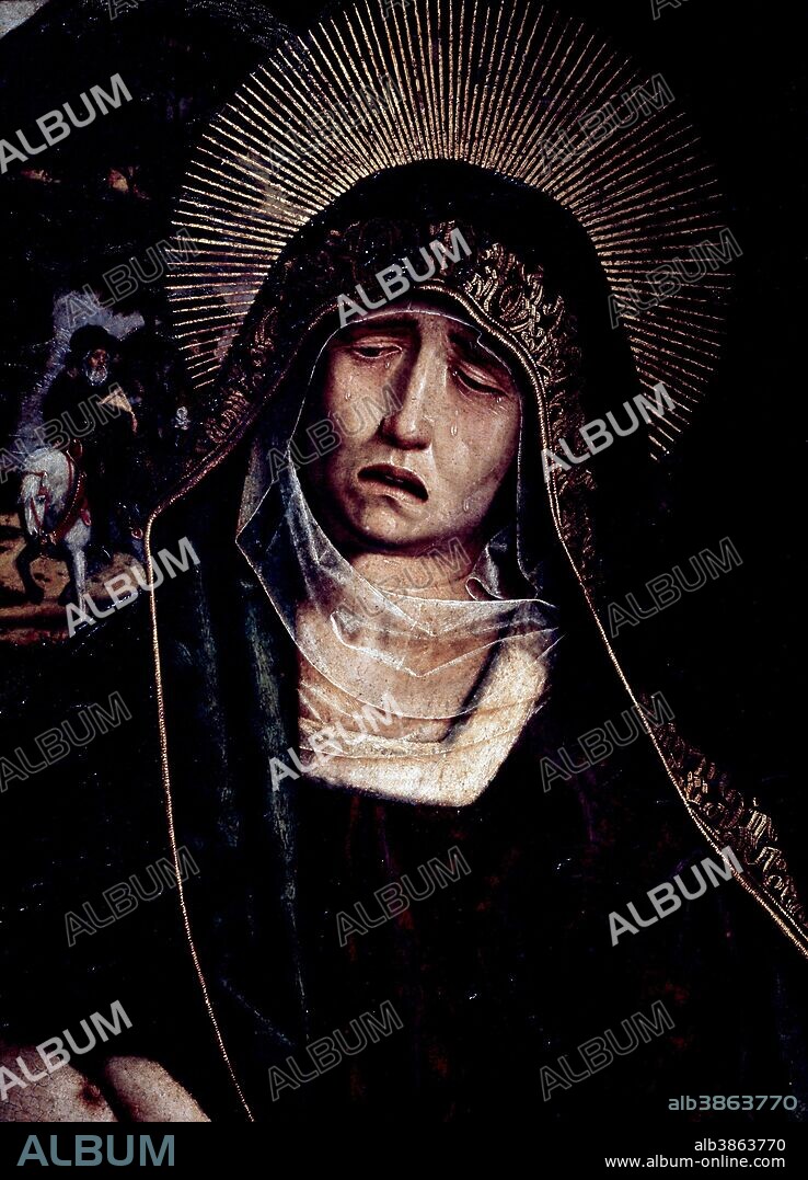 BERMEJO , BARTOLOME. PINTOR ESPAÑOL. CORDOBA 1420 - 1498. " CRISTO DE LA PIEDAD " DETALLE VIRGEN MARIA. PINTURA SOBRE TABLA . 1490. CATEDRAL DE BARCELONA. SFGP / © KORPA.