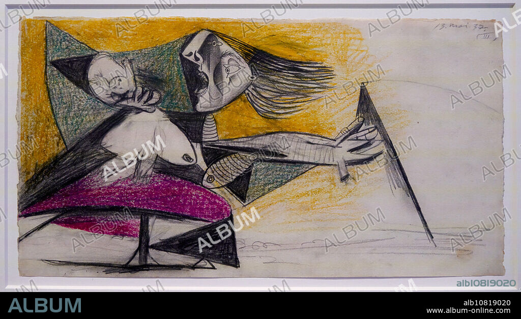 Mother with Dead Child (II). Sketch for. "Guernica, 1937, Pablo Picasso, Reina Sofia Museum, Madrid, Spain, Europe.