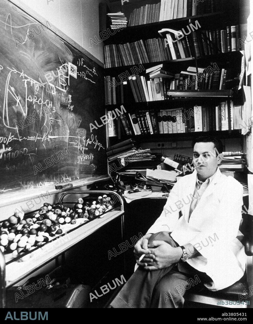 Photograph taken at Nireberg's NIH laboratory, 1962. Marshall Warren Nirenberg (1927-2010) was an American biochemist and geneticist. He shared a Nobel Prize in Physiology or Medicine in 1968 with Har Gobind Khorana and Robert W. Holley for "breaking the genetic code" and describing how it operates in protein synthesis. In 1959, Nirenberg began his investigations into the relationship between deoxyribonucleic acid (DNA), ribonucleic acid (RNA) and the production of proteins. With J. Heinrich Matthaei he initiated a series of experiments using synthetic RNA. These two researchers were able to show how RNA transmits the "messages" that are encoded in DNA and direct how amino acids combine to make proteins. These experiments became the foundation of Nirenberg's groundbreaking work on the genetic code, which he first made public at the International Congress of Biochemistry in Moscow in August 1961. By 1966, Nirenberg had deciphered all the RNA "codons", the term used to describe the "code words" of messenger RNA, for all twenty major amino acids. Nirenberg's later research focused on neuroscience, neural development, and the homeobox genes. He died in 2010, from cancer after several months of illness.