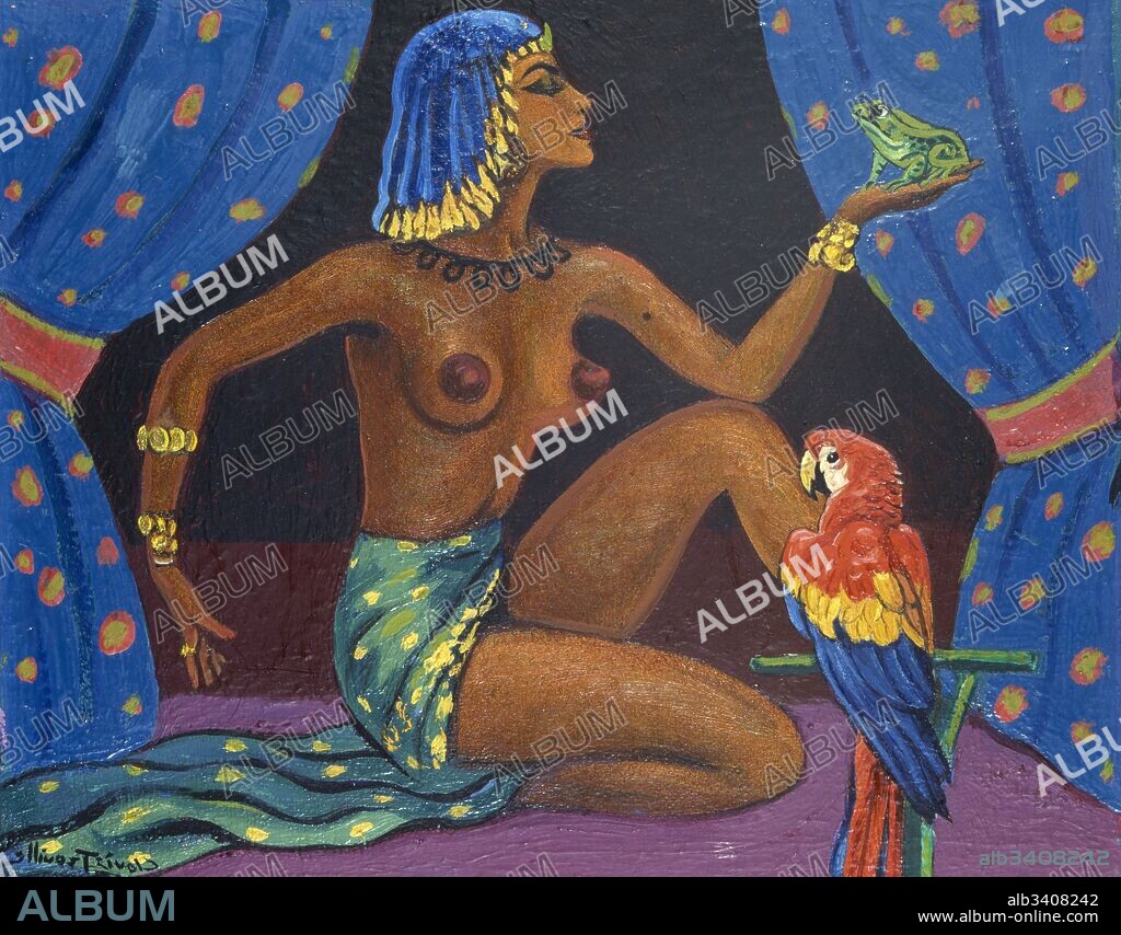 Une Fille de la Douleur' A Daughter of Pain, by Camille Clovis Trouille (1889 - 1975). French painter who trained at the École des Beaux-Arts of Amiens from 1905 to 1910..
