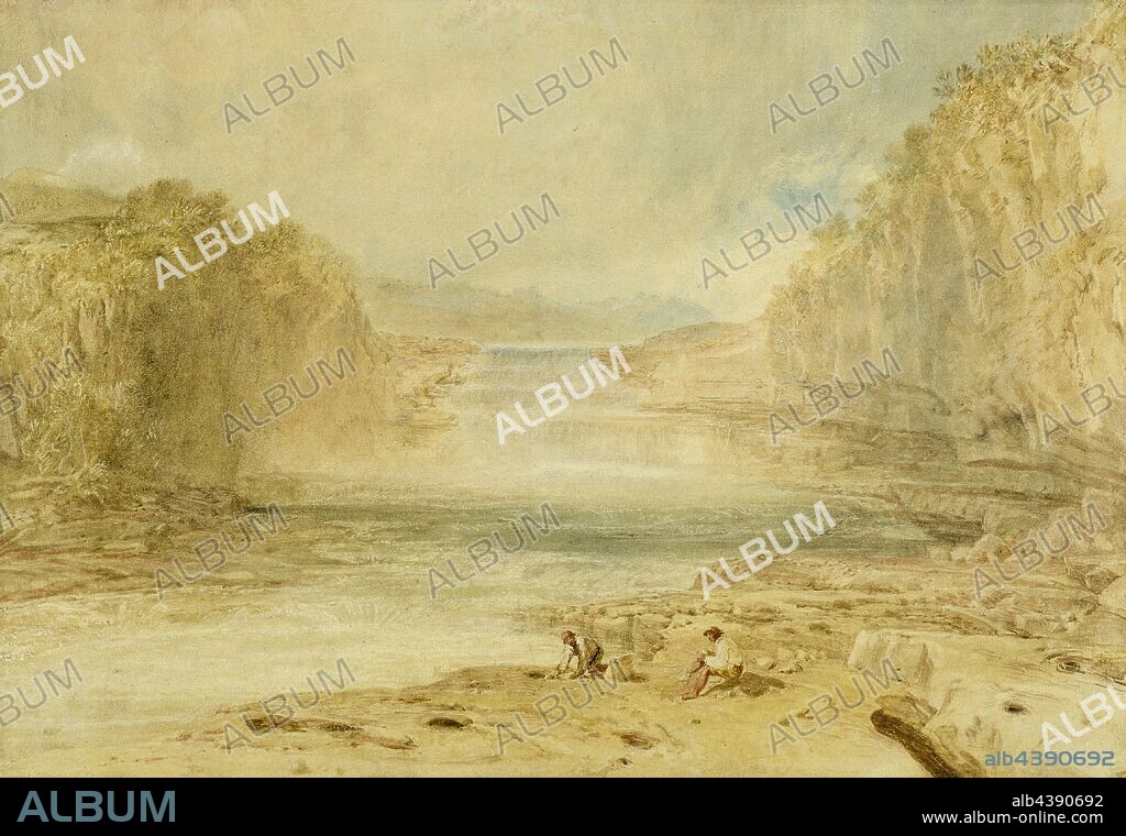 Aysgarth Force, Richmondshire, Joseph Mallord William Turner (English, 1775-1851), 1817, watercolor over pencil on off-white paper laid down, 11-1/2 x 16-3/8 in., signed in ink, L.L.: J. M.W. Turner R.A.