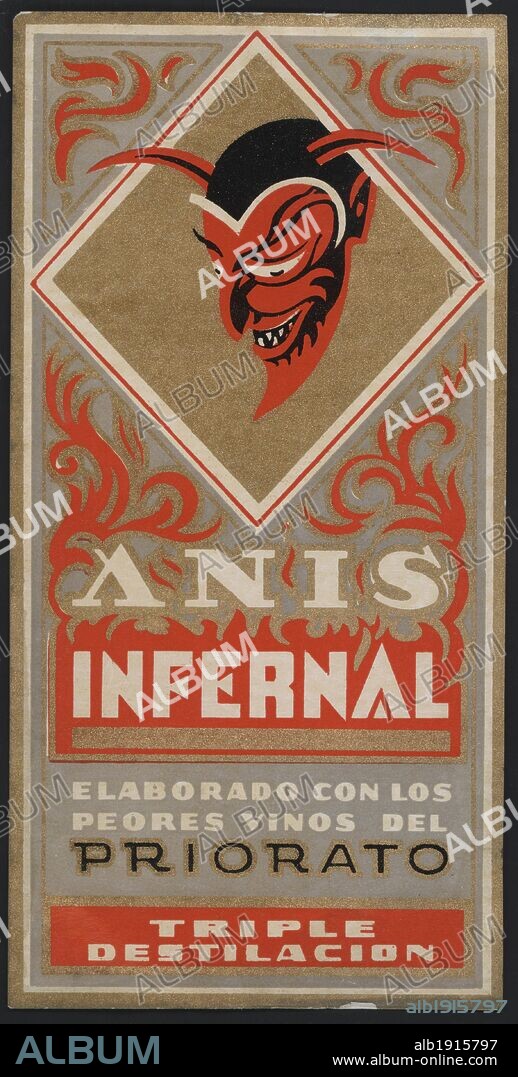 Publicidad. Etiqueta de Anís Infernal. Priorat, años 1920.