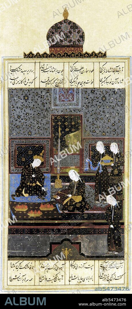 Bahram V was the fourteenth Sassanid King of Persia (421–438). Also called Bahram Gur or Bahramgur, he was a son of Yazdegerd I (399–421), after whose sudden death (or assassination) he gained the crown against the opposition of the grandees by the help of Mundhir, the Arab dynast of al-Hirah. Bahram Gur is a great favorite in Persian literature and poetry. Numerous legends have been associated with Bahram. One account says that he aided an Indian king in his war against China and that, in return for his help, the Indian king made over the provinces of Makran and Sindh to Persia. The Lurs of Persia, it is argued, are the descendants of musicians sent to Persia by the grateful Indian monarch. However there does not exist any historical proof in support of this story. Other accounts suggest that he married an Indian princess. However, the conclusion of such a marriage alliance is regarded as highly dubious once again due to lack of evidence. Another legend, found in the Shahnameh, is about Bahram slaying two lions and gaining the crown between them.
