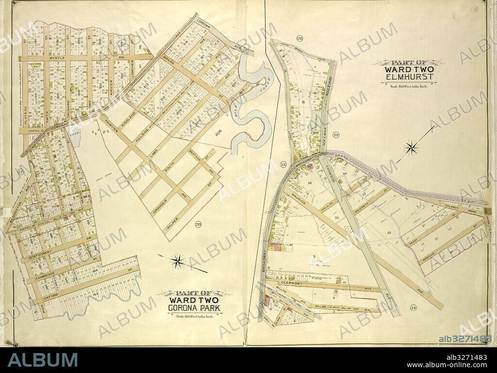 Queens, Vol. 2, Part of Ward Two Corona Park; Map bounded by Corona Ave., Mill Creek, Walker St., Oxford St., Pine St., Washington Ave.; Including Plateau St., Smith St., Orchard St., Home St., Fairview St., Longview St.; Part of Ward Two Elm.