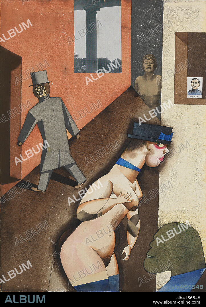 George Grosz (Berlin, 1893-1959). Tatlinesque Diagram (1920). Watercolor, collage and ink on paper. 41 x 29.2 cm.