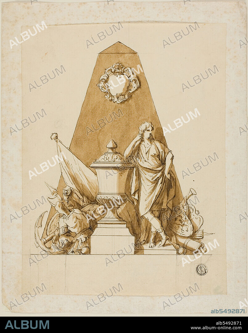 SIR JAMES THORNHILL and JOHN MICHAEL RYSBRACK. Unexecuted Design for the Monument to the First Duke of Marlborough, c. 1733.