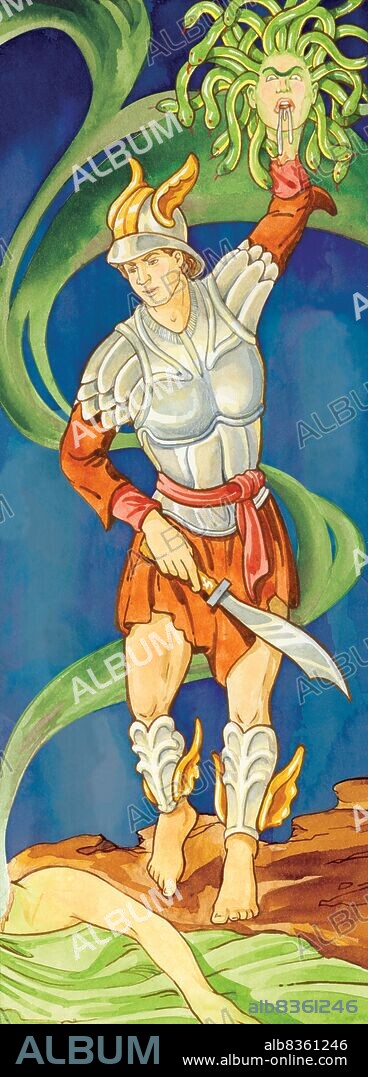 Perseus, a hero of Greek mythology, became famous for killing Medusa, a monster with hair of snakes and wings of leather.