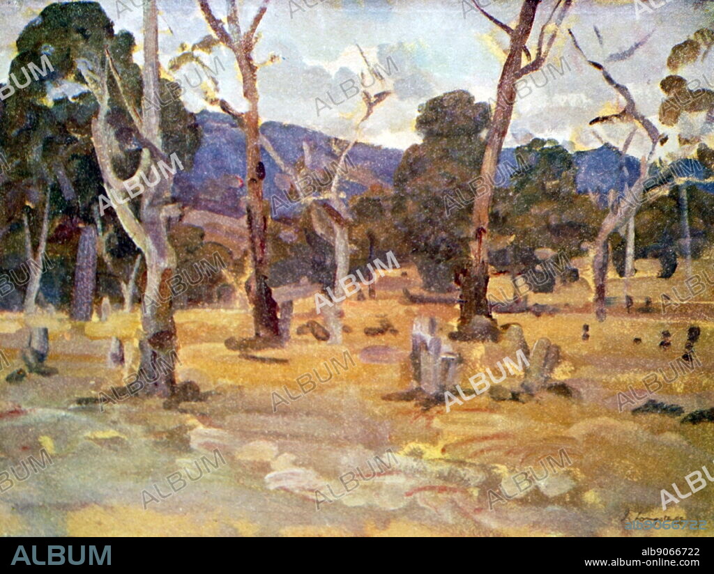 A grey day near Tallarook, oil painting by Sir John Longstaff. Sir John Campbell Longstaff (10 March 1861 - 1 October 1941) was an Australian painter, war artist and a five-time winner of the Archibald Prize for portraiture.