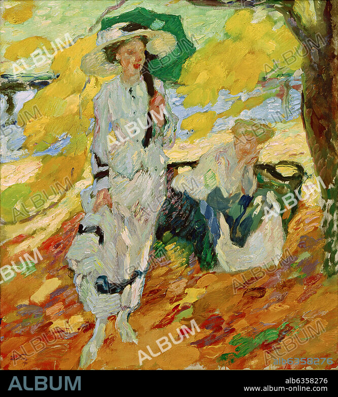 LEO PUTZ. Putz, Leo; Tyrolean artist, 1869-1940. "Herbstsonne" (Autumn Sunshine), 1910. Oil on canvas, 110 × 100cm. Private Collection.