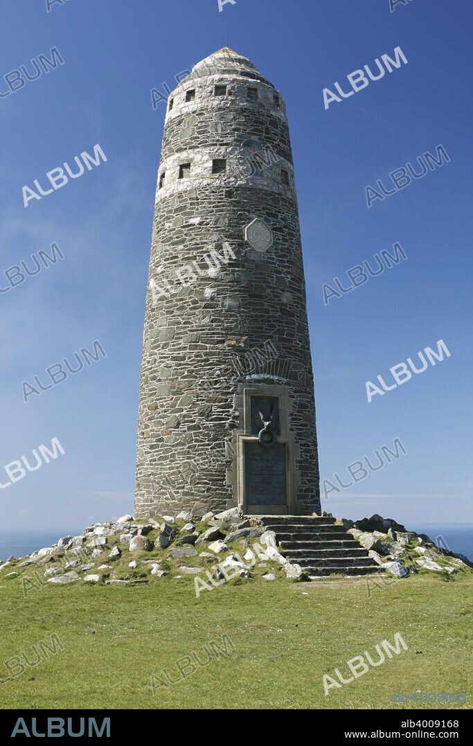 American monument, Mull of Oa, Islay, Scotland. This lighthouse-shaped memorial is dedicated to the crew and American troops killed in the sinking of the passenger liner 'Tuscania' and HMS 'Otranto' off Islay in separate incidents in 1918. The 'Tuscania' was sunk by a German U-boat, while the 'Otranto' was lost after colliding with another ship, HMS 'Kashmir', in a heavy storm.