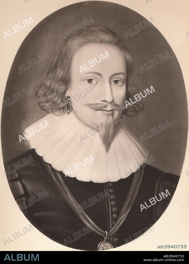 'Robert Carr, Earl of Somerset', 1620-1625, (1904). Robert Carr, 1st Earl of Somerset, (c. 1587 - 17 July 1645), was a politician, and favourite of King James VI and I. From the collection of the National Portrait Gallery, London. From James I. and VI, by T. F. Henderson. [Goupil & Co., Paris, Edinburgh, New York, London, 1904].