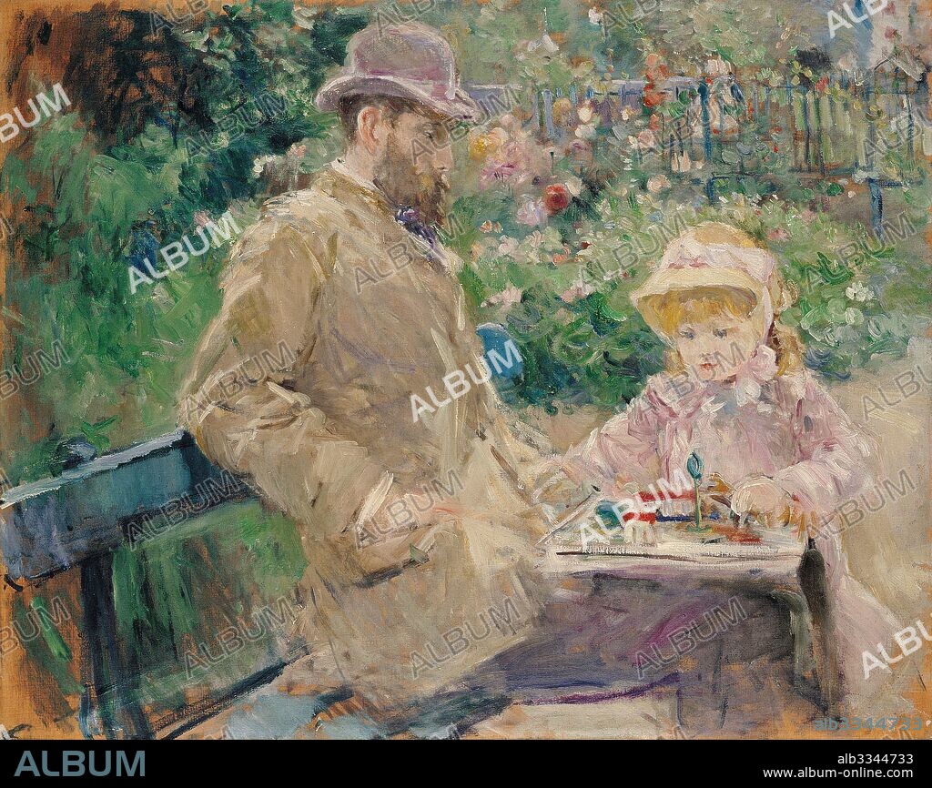 BERTHE MORISOT. Eugène Manet and His Daughter in the Garden at Bougival.