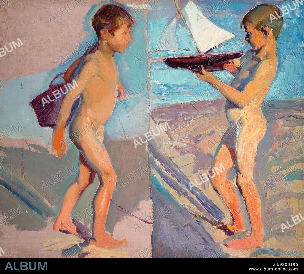 JOAQUIN SOROLLA. Joaquín Sorolla/ Dos niños desnudos, 1904. Óleo sobre lienzo.