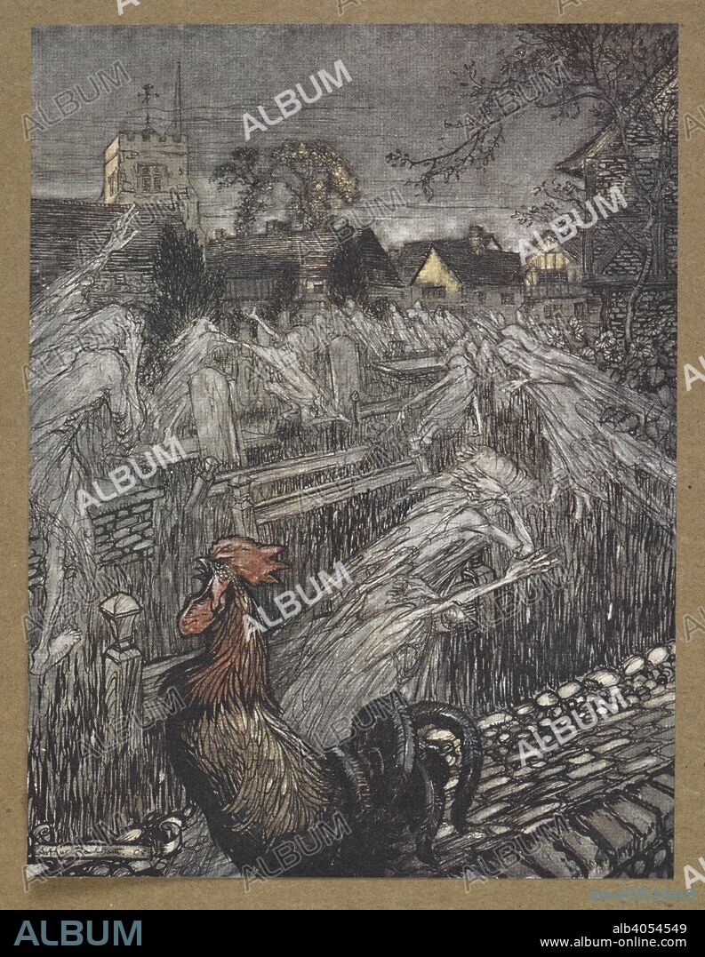 WILLIAM SHAKESPEARE. ... ghosts, wandering jhere and there, troop home to churchyards.'  A scene from 'A Midsummer Night's Dream.  . A Midsummer Night's Dream ... With illustrations by Arthur Rackham. London : William Heinemann, 1908. Source: Cup.410.bb.55, facing page 84.