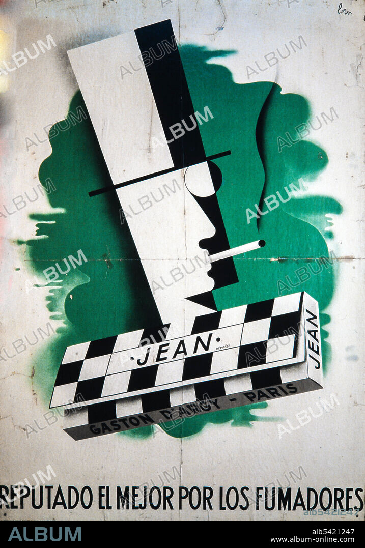 Cartel publicitario de Lau, 'Jean, reputado el mejor por los fumadores', siglo XX. Colección privada.