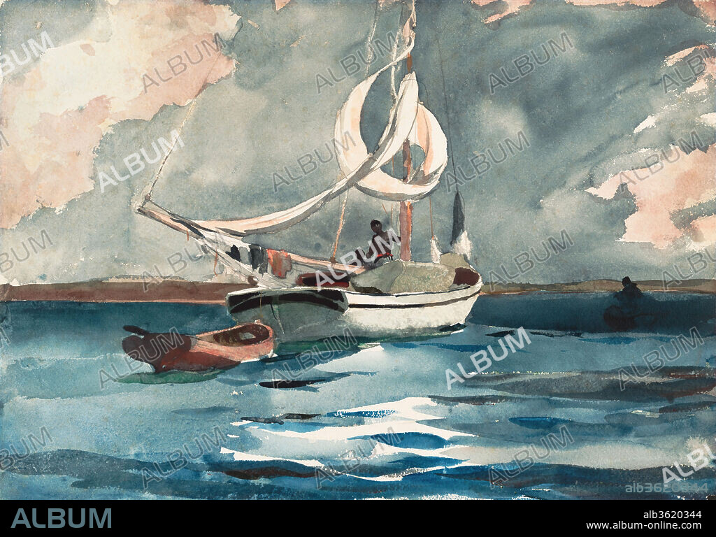 Sloop, Nassau. Artist: Winslow Homer (American, Boston, Massachusetts 1836-1910 Prouts Neck, Maine). Dimensions: 14 7/8 x 21 3/8 in. (37.8 x 54.3 cm). Date: 1899.