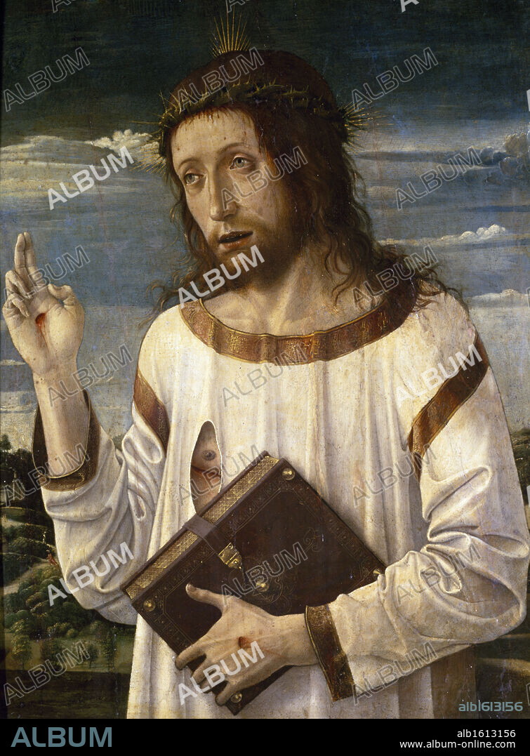 Christ Blessing by Giovanni Bellini,  Circa 1460,  (Circa 1430-1516),  France,  Paris,  Musee du Louvre.