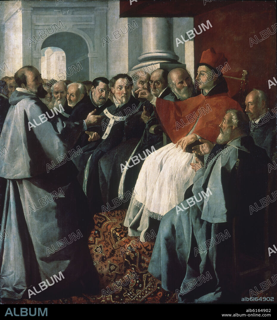 FRANCISCO DE ZURBARAN. SAN BUENAVENTURA EN EL CONCILIO DE LYON-1274-INTENTO DE UNIR IGLESIAS DE ORIENTE Y OCCIDENTE.