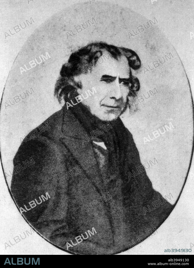 Francois Arago, French scientist and statesman, 1853. Dominique Francois Jean Arago (1786-1853) made important discoveries in the fields of astronomy, magnetism and optics. He was appointed director of the Paris Observatory in 1843. A staunch republican, he entered politics in 1830 and became a member of the provisional government formed after the Revolution of 1848. A photograph from Album de Photographies, Dans L'Intimite de Personnages Illustres, 1855-1915, Editions MD, 22 Rue de L'Arcade, Paris 8, 1855-1915.
