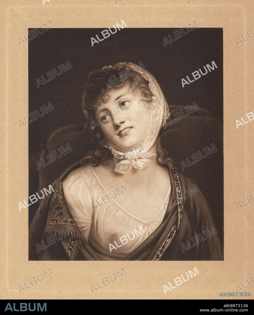 Marie Walewska, Countess Walewska, Marie Laczinska, 1789-1817. Polish noblewoman lover of Emperor Napoleon I. After a portrait by Robert Lefebvre. Mezzotint by Michel Manzi and Maurice Joyant from Frederic Massons Napoleon et les Femmes, Napoleon and the Fair Sex, Goupil, Paris, 1906.