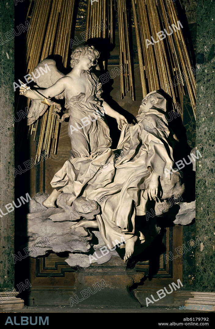 GIAN LORENZO BERNINI. Italian school. The Ecstasy of Saint Therese. 1645-1652. Marble. Rome, Santa Maria della Vittoria Church.