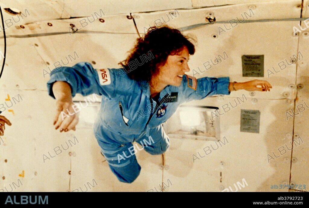 Sharon Christa McAuliffe received a preview of microgravity during a special flight aboard NASA's KC-135 "zero gravity" aircraft. A special parabolic pattern flown by the aircraft provides shore periods of weightlessness. These flights are often nicknamed the "vomit comet" because of the nausea that is often induced. McAuliffe represented the Teacher in Space Project aboard the STS 51-L/Challenger when it exploded during take-off on January 28, 1986 and claimed the lives of the crewmembers.