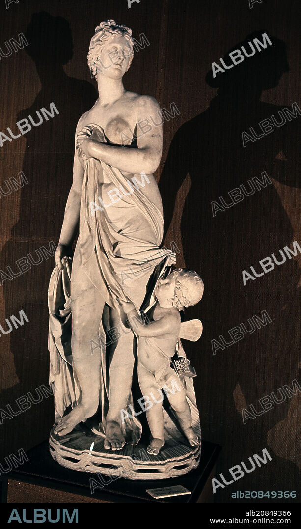 JOSE GINES (1768-1823). VENUS Y CUPIDO - ESCULTURA EN MARMOL- NEOCLASICA.