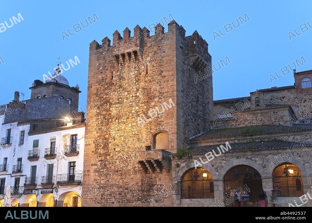Bujaco tower -12th century and Hermitage of the Peace -18th century, Caceres, Region of Extremadura, Spain, Europe.