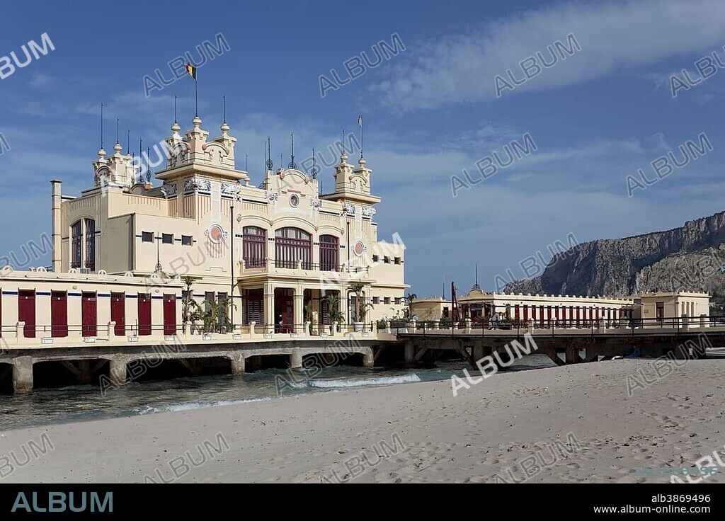 Antico Stabilimento Balneare Spa Hotel, 1912, Liberty style architecture, Mondello, Palermo, Sicily, Italy