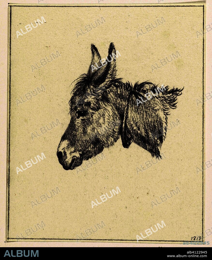 Head of a donkey, to the left. Draughtsman: Jean Bernard. Dating: 1818. Measurements: h 157 mm × w 130 mm.