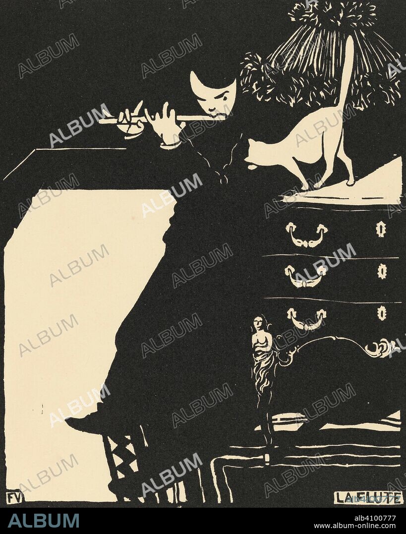 FELIX VALLOTTON. The Flute (La flûte). Dimensions: 32.4 cm x 25.2 cm, 22.3 cm x 18 cm.